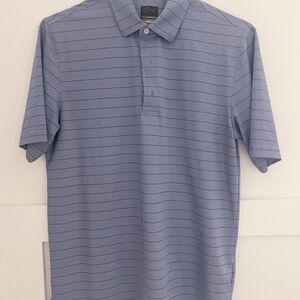 Greg Norman Play Dry Men's Blue Striped Gold Polo Shirt - size Small